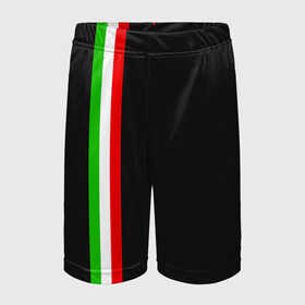 Детские спортивные шорты 3D с принтом Black Milk Italiano в Тюмени,  100% полиэстер
 | пояс оформлен широкой мягкой резинкой, ткань тянется
 | flag | italian | италия | итальянский | страна | страны | триколор | флаг