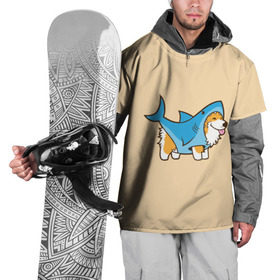 Накидка на куртку 3D с принтом Пес-акула в Тюмени, 100% полиэстер |  | Тематика изображения на принте: акула | пёс | песик | рисунок