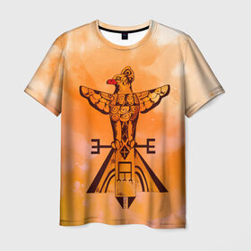 Мужская футболка 3D с принтом этника в Тюмени, 100% полиэфир | прямой крой, круглый вырез горловины, длина до линии бедер | геометрия | индейцы | ловец снов | орел | орнамент | перья | пирамида | птица | пустыня | символы | сокол | тотем | узоры | этно | ястреб
