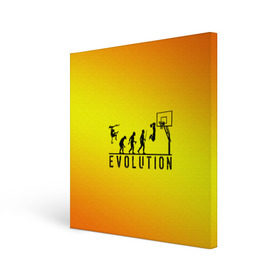 Холст квадратный с принтом Эволюция баскетбола в Тюмени, 100% ПВХ |  | basketball | evolution | желтый | обезьяна человек | оранжевый | эволюция