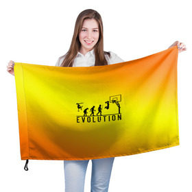 Флаг 3D с принтом Эволюция баскетбола в Тюмени, 100% полиэстер | плотность ткани — 95 г/м2, размер — 67 х 109 см. Принт наносится с одной стороны | basketball | evolution | желтый | обезьяна человек | оранжевый | эволюция