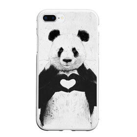 Чехол для iPhone 7Plus/8 Plus матовый с принтом Panda heart в Тюмени, Силикон | Область печати: задняя сторона чехла, без боковых панелей | heart | panda | арт | клевый | красивый | панда | рисунок | сердце