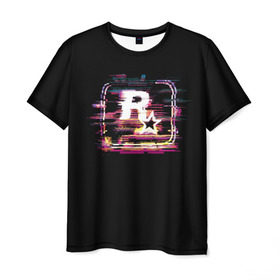 Мужская футболка 3D с принтом Rockstar Noise в Тюмени, 100% полиэфир | прямой крой, круглый вырез горловины, длина до линии бедер | Тематика изображения на принте: auto | dead | grand | gta | red | redemption | theft | гта | рокстар