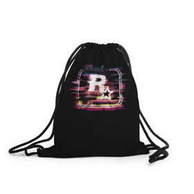 Рюкзак-мешок 3D с принтом Rockstar Noise в Тюмени, 100% полиэстер | плотность ткани — 200 г/м2, размер — 35 х 45 см; лямки — толстые шнурки, застежка на шнуровке, без карманов и подкладки | auto | dead | grand | gta | red | redemption | theft | гта | рокстар
