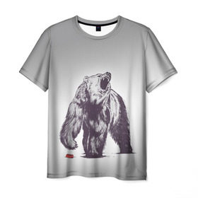 Мужская футболка 3D с принтом Медведь наступил на лего в Тюмени, 100% полиэфир | прямой крой, круглый вырез горловины, длина до линии бедер | зверь | косолапый | лего | медведь | мишка | рев