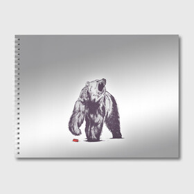 Альбом для рисования с принтом Медведь наступил на лего в Тюмени, 100% бумага
 | матовая бумага, плотность 200 мг. | зверь | косолапый | лего | медведь | мишка | рев