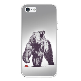 Чехол для iPhone 5/5S матовый с принтом Медведь наступил на лего в Тюмени, Силикон | Область печати: задняя сторона чехла, без боковых панелей | зверь | косолапый | лего | медведь | мишка | рев