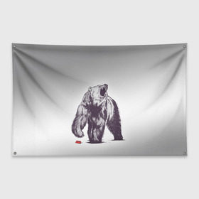 Флаг-баннер с принтом Медведь наступил на лего в Тюмени, 100% полиэстер | размер 67 х 109 см, плотность ткани — 95 г/м2; по краям флага есть четыре люверса для крепления | зверь | косолапый | лего | медведь | мишка | рев