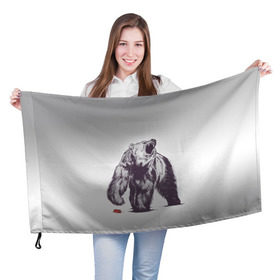 Флаг 3D с принтом Медведь наступил на лего в Тюмени, 100% полиэстер | плотность ткани — 95 г/м2, размер — 67 х 109 см. Принт наносится с одной стороны | зверь | косолапый | лего | медведь | мишка | рев