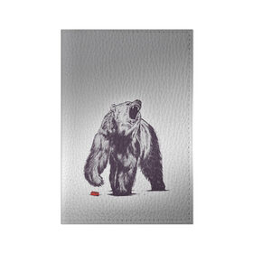 Обложка для паспорта матовая кожа с принтом Медведь наступил на лего в Тюмени, натуральная матовая кожа | размер 19,3 х 13,7 см; прозрачные пластиковые крепления | Тематика изображения на принте: зверь | косолапый | лего | медведь | мишка | рев