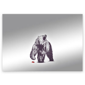 Поздравительная открытка с принтом Медведь наступил на лего в Тюмени, 100% бумага | плотность бумаги 280 г/м2, матовая, на обратной стороне линовка и место для марки
 | зверь | косолапый | лего | медведь | мишка | рев