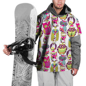 Накидка на куртку 3D с принтом Совы в Тюмени, 100% полиэстер |  | Тематика изображения на принте: абстракция | паттерн | совы | цветные | яркие