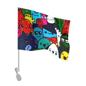 Флаг для автомобиля с принтом Монстрбомбинг в Тюмени, 100% полиэстер | Размер: 30*21 см | 3d | bombing | sticker | животные | милые | монстры | прикольные | стикербомбинг