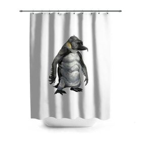 Штора 3D для ванной с принтом Пингвинопитек в Тюмени, 100% полиэстер | плотность материала — 100 г/м2. Стандартный размер — 146 см х 180 см. По верхнему краю — пластиковые люверсы для креплений. В комплекте 10 пластиковых колец | лженаука | пингвин