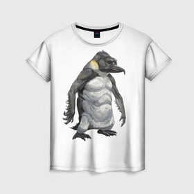 Женская футболка 3D с принтом Пингвинопитек в Тюмени, 100% полиэфир ( синтетическое хлопкоподобное полотно) | прямой крой, круглый вырез горловины, длина до линии бедер | лженаука | пингвин