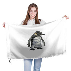Флаг 3D с принтом Пингвинопитек в Тюмени, 100% полиэстер | плотность ткани — 95 г/м2, размер — 67 х 109 см. Принт наносится с одной стороны | лженаука | пингвин