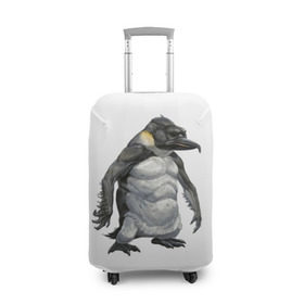 Чехол для чемодана 3D с принтом Пингвинопитек в Тюмени, 86% полиэфир, 14% спандекс | двустороннее нанесение принта, прорези для ручек и колес | лженаука | пингвин