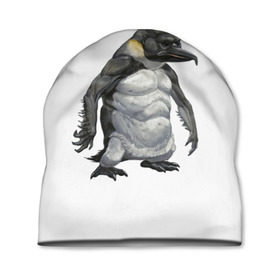 Шапка 3D с принтом Пингвинопитек в Тюмени, 100% полиэстер | универсальный размер, печать по всей поверхности изделия | Тематика изображения на принте: лженаука | пингвин