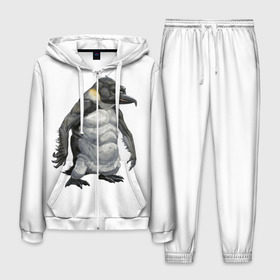 Мужской костюм 3D с принтом Пингвинопитек в Тюмени, 100% полиэстер | Манжеты и пояс оформлены тканевой резинкой, двухслойный капюшон со шнурком для регулировки, карманы спереди | лженаука | пингвин