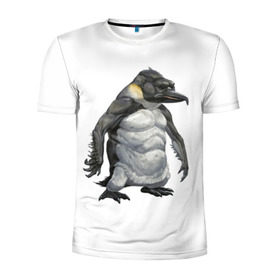 Мужская футболка 3D спортивная с принтом Пингвинопитек в Тюмени, 100% полиэстер с улучшенными характеристиками | приталенный силуэт, круглая горловина, широкие плечи, сужается к линии бедра | Тематика изображения на принте: лженаука | пингвин