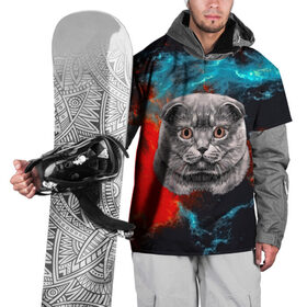 Накидка на куртку 3D с принтом Космический кот в Тюмени, 100% полиэстер |  | 3d | cat | арт | взгляд | кот | кот хипстер | котёнок | котятки | котятушки | кошечки | кошка | мордочка