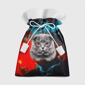 Подарочный 3D мешок с принтом Космический кот в Тюмени, 100% полиэстер | Размер: 29*39 см | 3d | cat | арт | взгляд | кот | кот хипстер | котёнок | котятки | котятушки | кошечки | кошка | мордочка