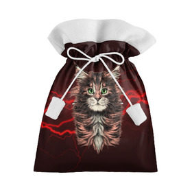 Подарочный 3D мешок с принтом Electro cat в Тюмени, 100% полиэстер | Размер: 29*39 см | cat | взгляд | кот | кот хипстер | котёнок | котятки | кошка | молния | мордочка | разряд | электричество