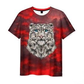 Мужская футболка 3D с принтом Леопард в Тюмени, 100% полиэфир | прямой крой, круглый вырез горловины, длина до линии бедер | 3d | cat | арт | вечер | взгляд | закат | кот | кот хипстер | котёнок | котятки | котятушки | кошечки | кошка | леопард | мордочка | ночь