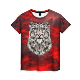 Женская футболка 3D с принтом Леопард в Тюмени, 100% полиэфир ( синтетическое хлопкоподобное полотно) | прямой крой, круглый вырез горловины, длина до линии бедер | 3d | cat | арт | вечер | взгляд | закат | кот | кот хипстер | котёнок | котятки | котятушки | кошечки | кошка | леопард | мордочка | ночь