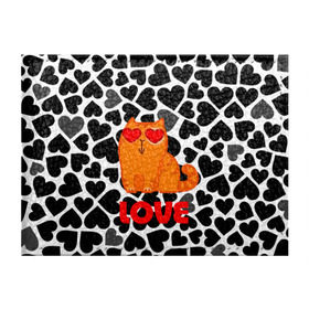 Обложка для студенческого билета с принтом Влюбленный котик в Тюмени, натуральная кожа | Размер: 11*8 см; Печать на всей внешней стороне | Тематика изображения на принте: сердечки