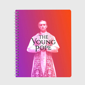 Тетрадь с принтом The Young Pope в Тюмени, 100% бумага | 48 листов, плотность листов — 60 г/м2, плотность картонной обложки — 250 г/м2. Листы скреплены сбоку удобной пружинной спиралью. Уголки страниц и обложки скругленные. Цвет линий — светло-серый
 | Тематика изображения на принте: young pope | джуд | лоу | молодой папа