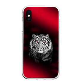 Чехол для iPhone XS Max матовый с принтом Тигр красные глаза в Тюмени, Силикон | Область печати: задняя сторона чехла, без боковых панелей |  хищник | багровый | большая кошка | глаза. красные | красный | кровавый | тигр