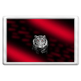 Магнит 45*70 с принтом Тигр красные глаза в Тюмени, Пластик | Размер: 78*52 мм; Размер печати: 70*45 | Тематика изображения на принте:  хищник | багровый | большая кошка | глаза. красные | красный | кровавый | тигр