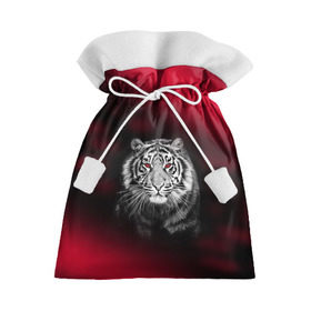 Подарочный 3D мешок с принтом Тигр красные глаза в Тюмени, 100% полиэстер | Размер: 29*39 см |  хищник | багровый | большая кошка | глаза. красные | красный | кровавый | тигр