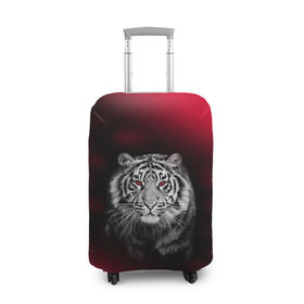 Чехол для чемодана 3D с принтом Тигр красные глаза в Тюмени, 86% полиэфир, 14% спандекс | двустороннее нанесение принта, прорези для ручек и колес |  хищник | багровый | большая кошка | глаза. красные | красный | кровавый | тигр