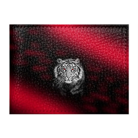 Обложка для студенческого билета с принтом Тигр красные глаза в Тюмени, натуральная кожа | Размер: 11*8 см; Печать на всей внешней стороне | Тематика изображения на принте:  хищник | багровый | большая кошка | глаза. красные | красный | кровавый | тигр