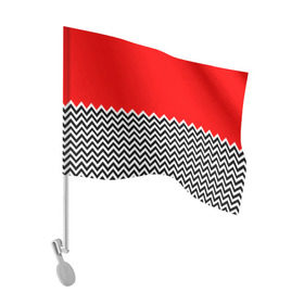 Флаг для автомобиля с принтом Твин Пикс в Тюмени, 100% полиэстер | Размер: 30*21 см | twin peaks | абстракция | агент купер | геометрия | девид линч | красная комната | лес | лора палмер | полосы | совы | текстура | туман | узор