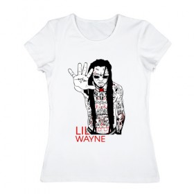 Женская футболка хлопок с принтом Lil Wayne 1 в Тюмени, 100% хлопок | прямой крой, круглый вырез горловины, длина до линии бедер, слегка спущенное плечо | lil wayne | rap | лил уэйн | рэп | хип хоп