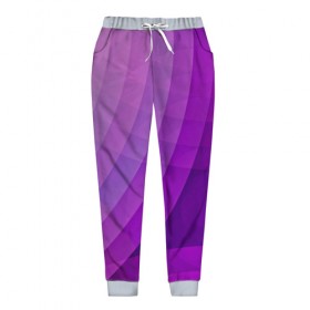 Женские брюки 3D с принтом Фиолетовые волны в Тюмени, полиэстер 100% | прямой крой, два кармана без застежек по бокам, с мягкой трикотажной резинкой на поясе и по низу штанин. В поясе для дополнительного комфорта — широкие завязки | круги | фиолетовый геометрия