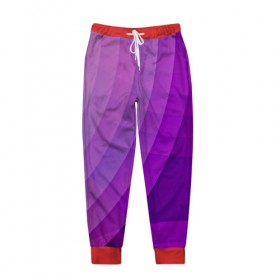 Мужские брюки 3D с принтом Фиолетовые волны в Тюмени, 100% полиэстер | манжеты по низу, эластичный пояс регулируется шнурком, по бокам два кармана без застежек, внутренняя часть кармана из мелкой сетки | круги | фиолетовый геометрия