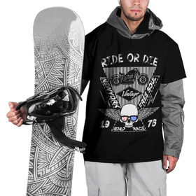 Накидка на куртку 3D с принтом Ride or Die в Тюмени, 100% полиэстер |  | 3d | avto | motors | авто | два колеса | железо | колеса | машина | мотоцикл | надписи | череп | шлем