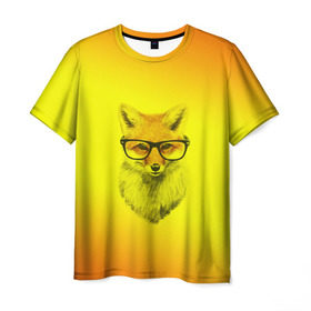 Мужская футболка 3D с принтом Лис ученый в Тюмени, 100% полиэфир | прямой крой, круглый вырез горловины, длина до линии бедер | Тематика изображения на принте: fox | животное | зверь | красивая | лес | лис | лиса | лисенок | лисица | лисичка | мех | очки | патрикеевна | песец | плутовка | прикольная | природа | рисунок | рыжая | рыжий цвет | сказка | хвост | хитрая
