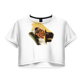 Женская футболка 3D укороченная с принтом The Young Pope в Тюмени, 100% полиэстер | круглая горловина, длина футболки до линии талии, рукава с отворотами | young pope | джуд | лоу | молодой папа