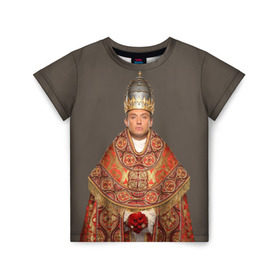 Детская футболка 3D с принтом Молодой Папа в Тюмени, 100% гипоаллергенный полиэфир | прямой крой, круглый вырез горловины, длина до линии бедер, чуть спущенное плечо, ткань немного тянется | young pope | джуд | лоу | молодой папа