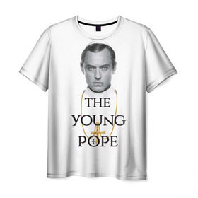 Мужская футболка 3D с принтом The Young Pope в Тюмени, 100% полиэфир | прямой крой, круглый вырез горловины, длина до линии бедер | Тематика изображения на принте: young pope | джуд | лоу | молодой папа