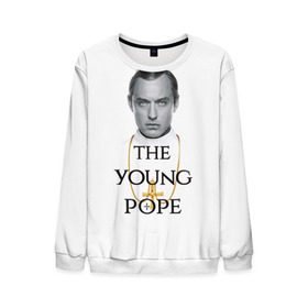 Мужской свитшот 3D с принтом The Young Pope в Тюмени, 100% полиэстер с мягким внутренним слоем | круглый вырез горловины, мягкая резинка на манжетах и поясе, свободная посадка по фигуре | young pope | джуд | лоу | молодой папа