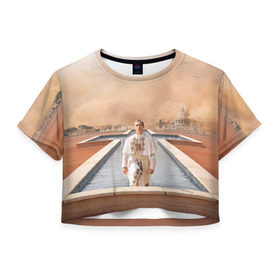 Женская футболка 3D укороченная с принтом Италия в Тюмени, 100% полиэстер | круглая горловина, длина футболки до линии талии, рукава с отворотами | young pope | джуд | лоу | молодой папа
