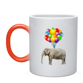 Кружка хамелеон с принтом Воздушный слоник в Тюмени, керамика | меняет цвет при нагревании, емкость 330 мл | арт | животные | слон | шарики