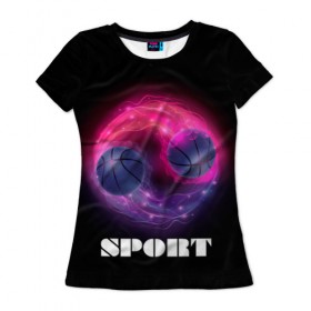 Женская футболка 3D с принтом basketball в Тюмени, 100% полиэфир ( синтетическое хлопкоподобное полотно) | прямой крой, круглый вырез горловины, длина до линии бедер | basketball | баскетбольный мяч | инь | мяч | небо | ян