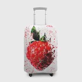 Чехол для чемодана 3D с принтом Клубника в Тюмени, 86% полиэфир, 14% спандекс | двустороннее нанесение принта, прорези для ручек и колес | брызги | земляника | клубника | краски | красный | природа | рисунок | фрукты